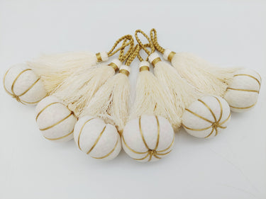 Beige and Gold Pumpkin Tassels, Latkan, Indian Tassels